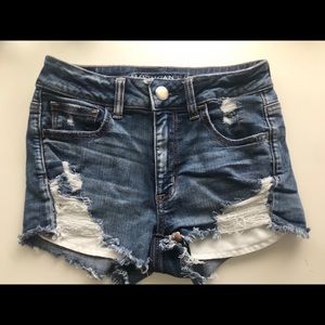 American Eagle super stretch ripped jean shorts